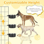 Large Dog Crate Water Bowl No Spill 2 Pack, Stainless Steel Dog Bowls for Food and Water, Pet Kennel Hanging Dogs Food Bowls for Medium/Large Dogs and Cats (7.1"x3.7" & 7.1"*2.6", Black)