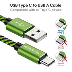 Teyssor USB C Cable 10FT 5-Pack Nylon Braided USB A to Type C Fast Charging Cord Compatible with Samsung Galaxy S24 S23 S22, Note 20 10 9 8, Moto G7 G8