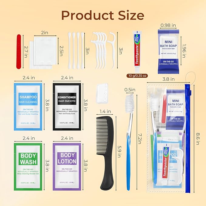 5 Set Personal Hygiene Kit Bulk,12-IN-1 Individually Wrapped Blue Basic Toiletry Supplies Disposable Travel Toothbrushes and Hotel Vanity Set for Homeless,Guests,Charity