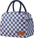 douyadady Lunch Bag Women/Men Lunch Box Women/Men (Blue+Beige Checkerboard)