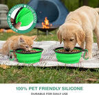 Collapsible Dog Bowls for Travel, Portable Dog Water Bowl & Food Bowl for Dogs and Cats, Foldable Pet Feeding Dish for Walking Hiking Camping with Carabiner, BPA Free (Green)