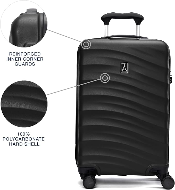 Travelpro Maxlite Air V2 Hardside Expandable Carry on Luggage, 8 Spinner Wheels, Lightweight Hard Shell Suitcase, TSA lock, Black, Carry On 20-Inch