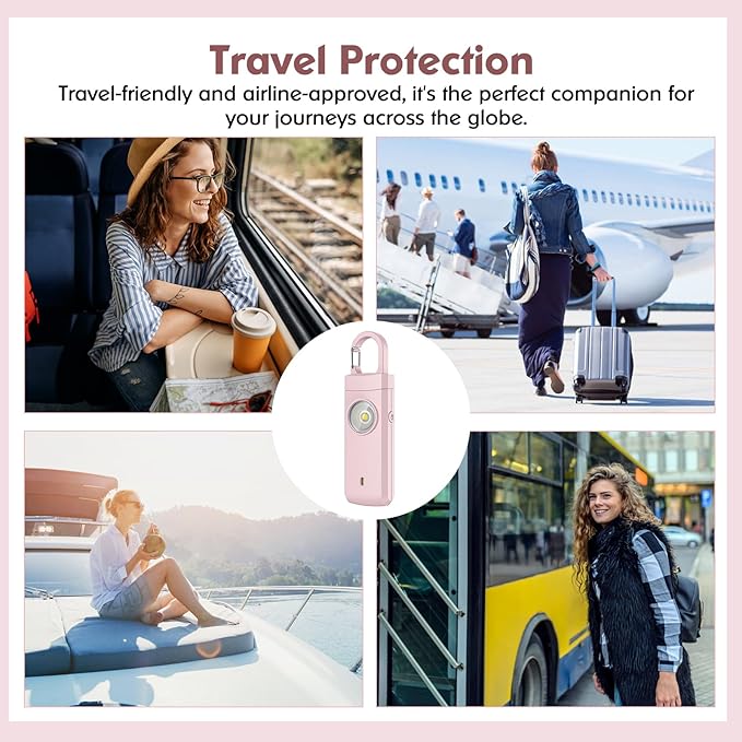 Rechargeable Personal Alarm for Women - Birthday Gifts for Women, Daughter, College Student, Teen Girl, Elders, Kids, Siren Alarm, USB Charging, Dark Pink