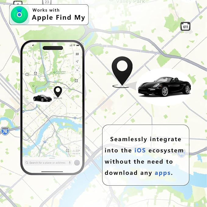 Super Magnetic! 360 Days of Battery Life! Apple Find My Subscription-Free GPS Car Locator - Waterproof and Drop-Proof, Stealth Tracking, 1 Year Only Replacement Not Repair