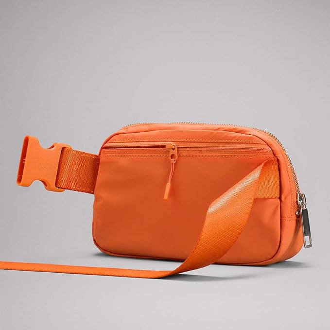 YOSHUYUKI Fanny Pack Cross Body Bag Small Crossbody Bags for Women Men Trendy Nylon Waterproof Mini Purse Travel Running Belt Lulu Dupes Bum Hip Chest Waist Pack Side Bag Must Have Orange