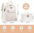 Maelstrom Travel Backpack for Women Men,Laptop Backpack Fits 15.6-17.3 Inch Laptop, Nurse/Work Bag with Insulated Lunch Box (Beige)