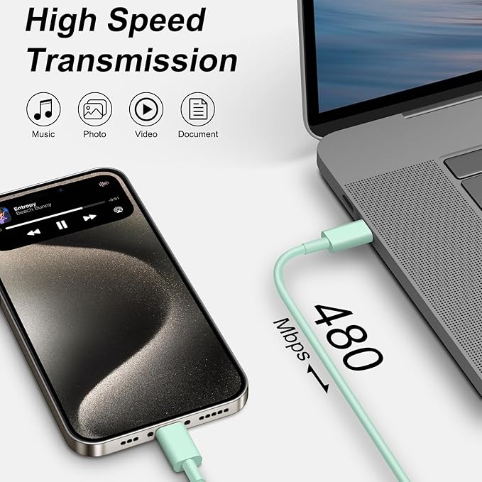 iPhone 17 16 15 Charger Fast Charging 10FT - 20W USB C Charger Block with 10FT Type C to C Cable Compatible with iPhone 17/17 Pro/17 Pro Max/Air/16/16e/15, iPad Pro, iPad Air (Green)