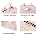 BAGSMART Large Toiletry Bag Travel Bag with Hanging Hook, Water-resistant Makeup Cosmetic Bag Travel Organizer for Accessories, Shampoo, Full Sized Container, Toiletries