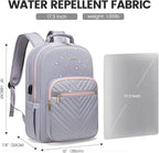 LOVEVOOK Laptop Backpack for Women 15.6 inch,Cute Travel Carry on Backpack Purse,Professional Computer Bag,Waterproof Work Business College Teacher Bag with USB Port,Grey Pink