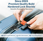 Forge Small TSA Approved Luggage Locks: Ultra Secure Dimple Key Travel Locks Alloy Body. for Luggage, Travel Cases, Backpacks, Orange 4 Pack.