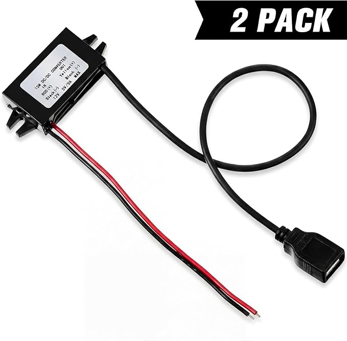 Weewooday 2 Pieces 12v to 5v Dc Converter Buck Module USB Output Power Adapter Dc Car Power Converter Regulator