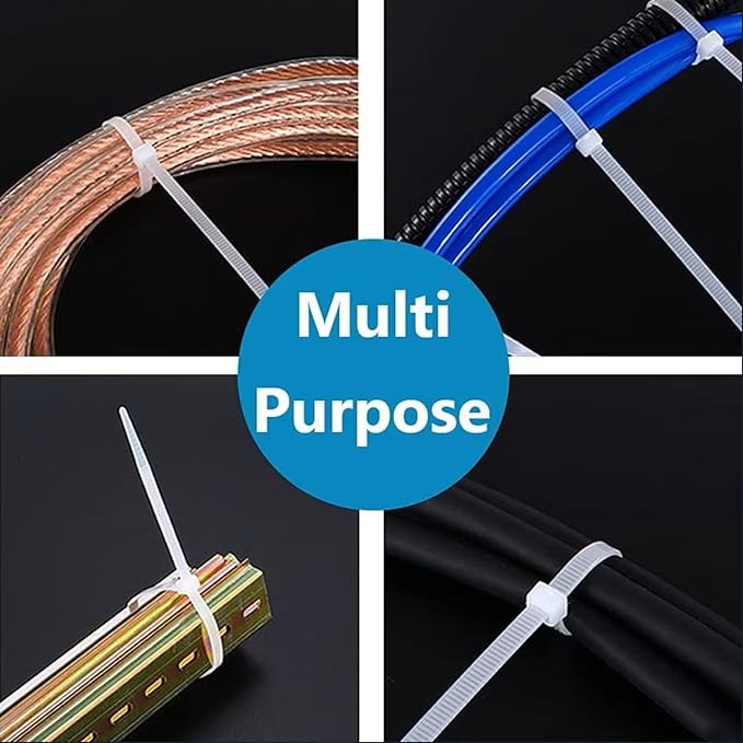 1000pcs Small White Zip Ties 4 Inch, Mini Cable Ties Tiny Zipties 4 In Micro Self Locking Plastic Clear Tie Wraps Thin Wire Ties for Cable Management