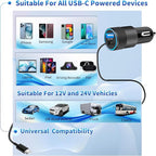 【Apple MFi Certified】iPhone 17 Car Charger, Caiinei 4.8A USB Car Power Cigarette Lighter Adapter USB-C Carplay Fast Charger + 6FT Type-C Cord for iPhone 17/17 Air/17 Pro Max/16/15/Galaxy S25/S24/Pixel