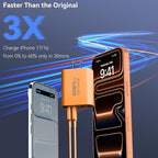 USB C Wall Fast Charger Block, 40W 4-Port Type C Charger Fast Charging Blocks +QC 3.0 USB C Multiport Charger Brick for Phone 17/16/15/14/13/12 Pro Max, Pad, Cosmic Orange