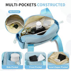 Mini Gym Bag for Women, Yoga Small Sports Bag for Women Girls, Waterproof PU Fitness Tote with Wet Compartment, Sky Blue