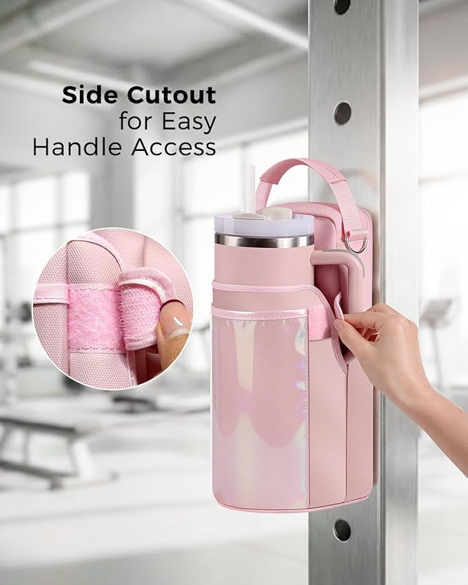 GLORIEROO Magnetic Gym Bag for Women - Water Bottle Holder Bag Carrier - Gym Workout Accessories Essentials Gifts for Women | 4 Built-in Magnets, Fits 40oz Tumbler, Shoulder Strap, Touchscreen Pocket