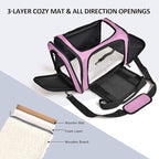 Henkelion Large Cat Carriers Dog Carrier Pet Carrier for Large Cats Dogs Puppies up to 25Lbs, Big Dog Carrier Soft Sided, Collapsible Travel Puppy Carrier - Large - Pink