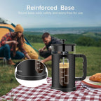 QUQIYSO French Press Coffee Maker, 304 Stainless Steel French Press with 4 Filter, Heat Resistant Borosilicate Glass, Easy to Clean, BPA Free Coffee Press Rust-Free Coffee Maker, 34 ounce, Black