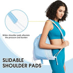 WANDF Drawstring Backpack with Shoulder Pad Sports Gym Backpack with Mesh Pocket String Bag for Women Men(Blue)