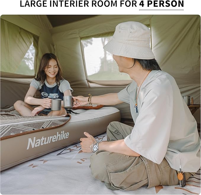 Naturehike Village Instant Tent, Camping Tent with Full Rainfly, Waterproof Large Cabin Tents for Car Camping