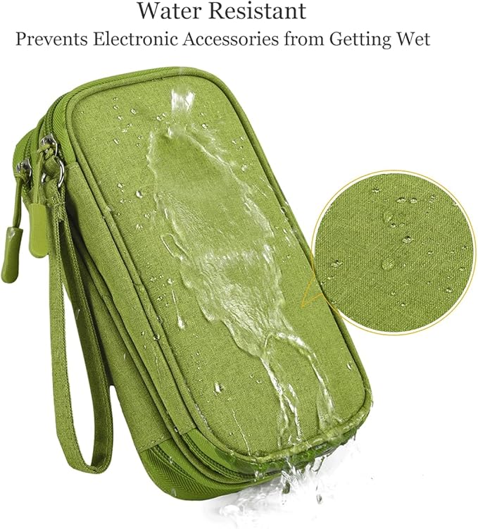 CAAORDKSO Electronic Organizer Travel USB Cable Accessories Bag/Case, Waterproof Electronics Accessories Case Organizer Bag for Cable, Cord, Charger, Phone, Power Bank, Earphone (Grass Green, Large)