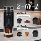 Portable Espresso Maker,Electric Travel Coffee Machine with Self-Heating and 20 Bar Pressure USB-C Rechargeable, Smart Display, 2-in-1 Capsule and Ground Compatible for Camping, RV, Car and Office