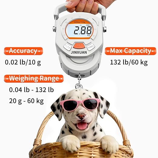 Fishing Scale 132lb/60kg Luggage Scale Digital Fish Scale with Backlit LCD Display, Fish Weight Scale Luggage Weight Scale Hanging Scale with 4 Units USB Cord, Fishing Accessories Fishing Gift
