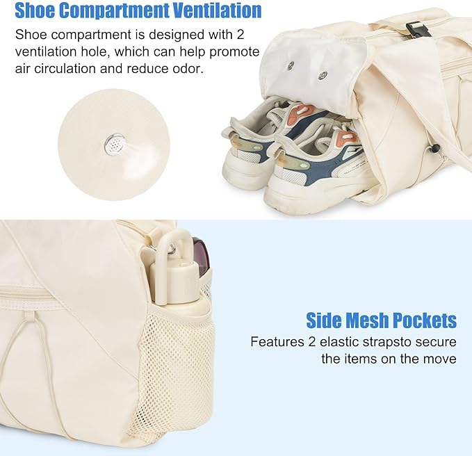 Forestfish Gym Bag For Women With Yoga Mat Holder & Shoe Compartment & Wet Dry Storage Pocket & Adjustable Strap