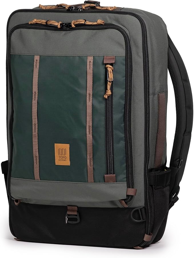 Topo Designs Global Travel Bag – 30L or 40L - Carry-On Compliant Most Airlines, Durable Travel Duffel Bag, Clam Shell Main Pocket, Laptop Sleeve, Backpack, Luggage (40L / Woodland/Forest)