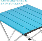 Grope Portable Camping Table with Aluminum Table Top, Folding Beach Table Easy to Carry, Prefect for Outdoor, Picnic, BBQ, Cooking, Festival, Beach, Home (Deep Blue-S)