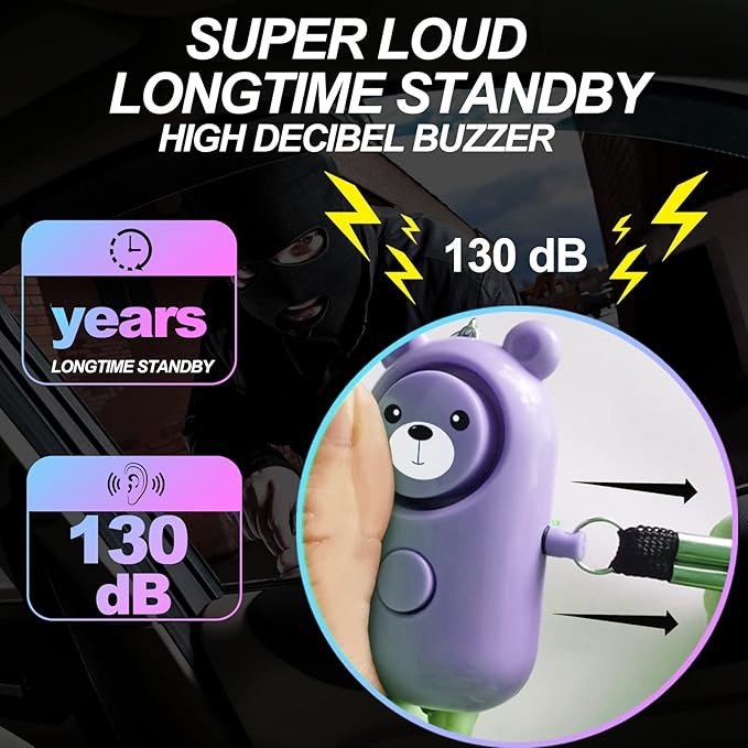 Personal Alarm for Women Kids and Elders Safe Sound, 130dB Siren Emergency Self-Defense Security Alarm Keychain Loudly with LED Light (Emerald+Violet)