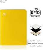 Passport Holder for Travel Essentials,RFID Blocking Passport Cover Case for Travel Accessories,Travel Wallet for Women Men (Lemon Yellow)