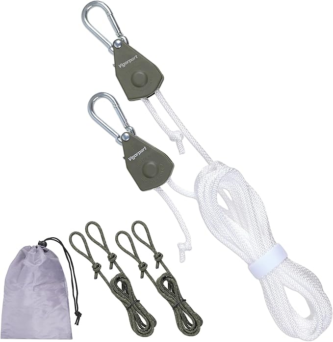 Vigorport Retractable Travel Clothesline, Portable Clothes Line Heavy Duty Rope Pully System with Carabiner for Outdoor Camping, Cruise Ships, Indoor Backyard, Balcony (White, 19Ft)