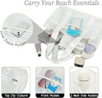 Fammart Iridescent Clear Beach Bag for Women, Jelly Tote Bag Waterproof Sandproof Pool Bag Cruise Vacation Essentials