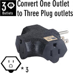 3 Way Plug Adapter - UL Listed - Outdoor Outlet Splitter 3 Prong - Electrical Outlet Extender, Wall Outlet Expander, Outdoor Heavy Duty Triple Plug Outlet Adapter 3PCS (Green, Orange, Black)