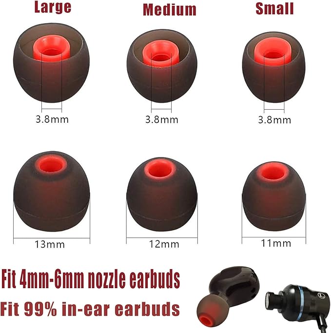 Earbuds Replacement Tips Soft Silicone Earbud Locks Sport Grips Earphones Stabilizer Fins Wings Tips for in-Ear and Ear Canal Earbuds (2Black-M)