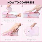 PFEYRPK Lightweight Compression Packing Cubes for Suitcases, Compressible Expandable Travel Packing Organizer with Clear Toiletries and Backpack Bag, Travel Essentials for Carry on Luggage 7 Set