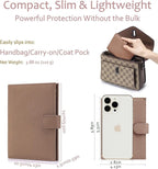 Leather RFID Passport Holder for Travel – Slim Passport Wallet for Men & Women with Card Slots, Boarding Pass Organizer, Zipper Pocket & Cash Holder (Dove Gray)
