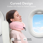 KPNEOL Travel Pillow, 100% Pure Memory Foam Travel Neck Pillow Airplane Neck Support Ergonomic Design for Traveling Suitable for Airplanes,Offices and Cars-Cooling Silk Light Pink