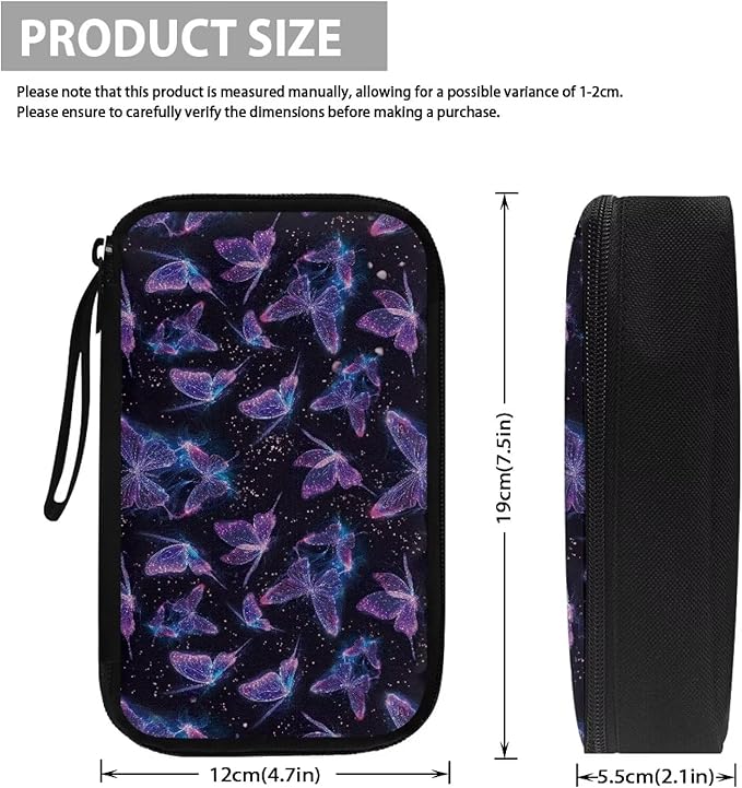 Glitter Butterfly Print Storage Bag Practical Earphone Bags Cable Organizer Bags Power Bank Bag Data Cables Storage Pouch Headset Organizing Pouch Multipurpose Bags