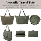 Baggallini Carryall Expandable Lightweight Travel Tote 22" Packable Folding Compact Nylon Washable Weekender w/Luggage Sleeve