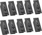 10-Pack Recessed Power Strip Desktop Power Grommet Conference in Desk Outlet Power Socket 2 Outlets &2 USB Ports 10 FT Extension Power Cord, ETL Listed