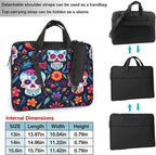 Laptop Bag Case Colorful Sugar Skull Flower Computer Messenger Shoulder Bag Laptop Sleeve Briefcase