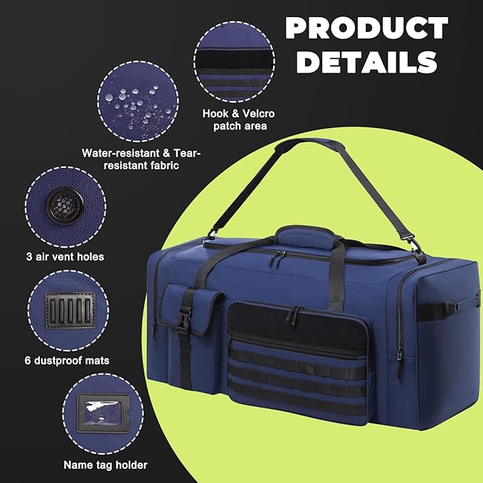 130L Extra Large 36" Heavy Duty Sports Gym and Travel Duffel Bag - Oversized Equipment Gear Bag for Basketball, Baseball, Hockey, Football, Helmets, and Pads - Durable, Giant (Blue)