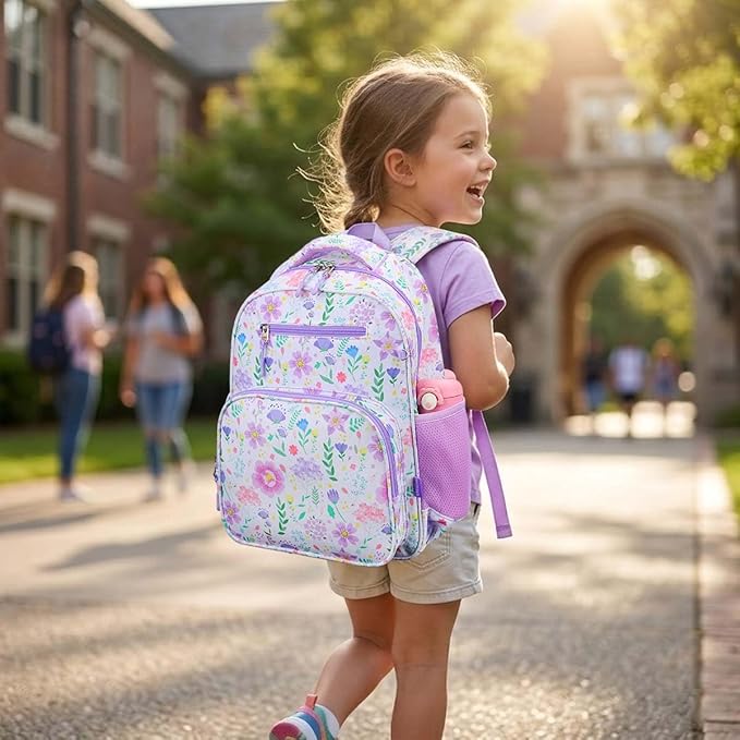 RHCPFOVR Kids Backpack for Girls - Girls Backpack 3-8 Ages Butterfly for Kids 15 Inch School Bookbag for Kindergarten Elementary School Bookbag for Girl 1st 2nd Grade