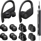 8 Pairs Ear Tips for Beats Powerbeats Pro/Beats Flex/Beats X with Cleaning Kit, Soft Silicone Fit in Case Replacement Tips for Beats Powerbeats Pro/Beats Flex/urBeats - Black