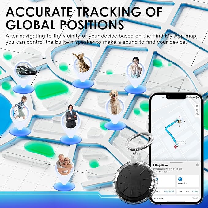 Car GPS Tracking Device for Vehicles,Real Time GPS Tracker for Car Work with Apple Find My(iOS Only),Mini GPS Tracker Vehicles with Magnetic Case-(1PCS Black Tracker, Black Magnetic Case)