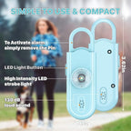 Safe Sound Personal Alarm, 2 Pack 130 dB Loud Siren Song Emergency Security Alarm Keychain with Strobe LED Light, Personal Sound Safety Siren for Women, Men, Children, Elderly