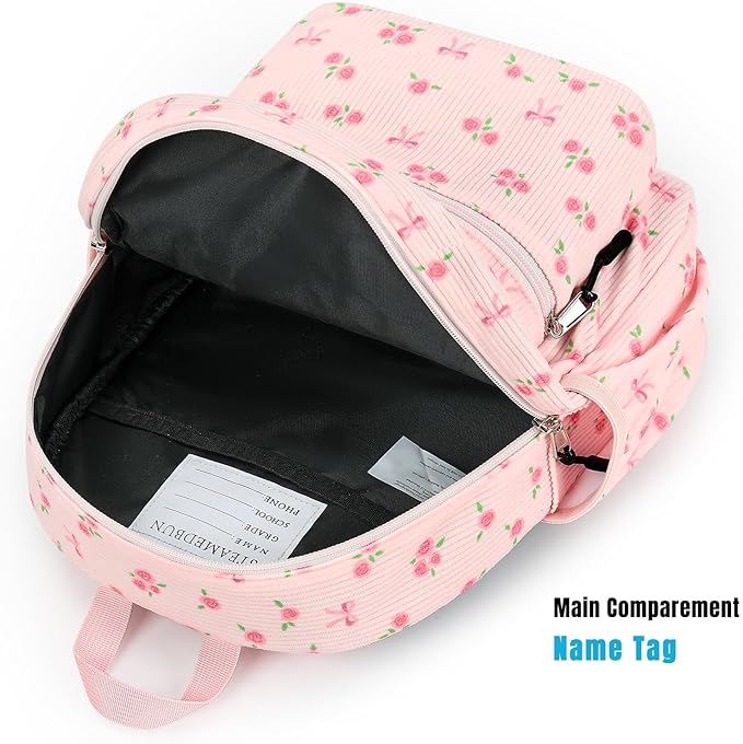 STEAMEDBUN Corduroy Toddler Backpack for Girls Boys 2-4, Kids Preschool Backpack for Kindergarten - Pink Rose