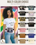 Capolo Fanny Packs for Women Fashion Waist Packs Bag with Adjustable Strap and 4 Zipper Pockets Waterproof Everywhere Crossbody Belt Bag for Workout Running Travelling(Watercolor Print, Large)